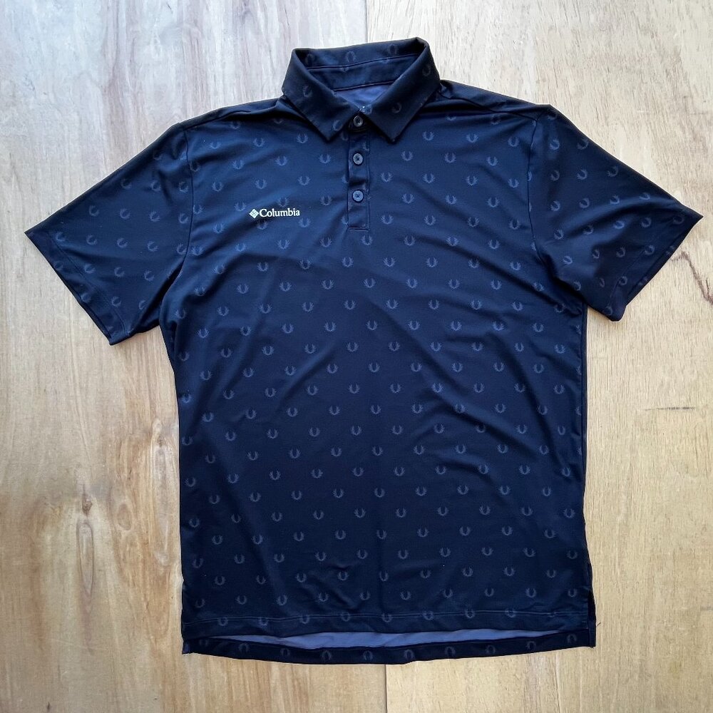 COLUMBIA GOLF OMNI WICK ANOTHER WIN Men’s Black Short Sleeve Polo Shirt sz M